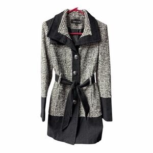 Black Rivet by Guess -Women's Black and Gray Tweed Coat